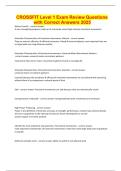 CROSSFIT Level 1 Exam Review Questions with Correct Answers 2025&period;