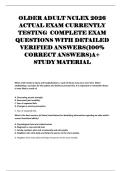 OLDER ADULT NCLEX 2026  ACTUAL EXAM CURRENTLY  TESTING  COMPLETE EXAM  QUESTIONS WITH DETAILED  VERIFIED ANSWERS&lpar;100&percnt;  CORRECT ANSWERS&rpar;A&plus;  STUDY MATERIAL 