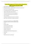 Crisis Management & Intervention Questions with Correct Answers 2025