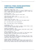 CHEM 311&colon; FINAL EXAM QUESTIONS AND CORRECT ANSWERS