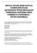 RENAL NCLEX 2026 ACTUAL  COMPLETE EXAM  QUESTIONS WITH DETAILED  VERIFIED ANSWERS &lpar;100&percnt;  CORRECT ANSWERS&rpar;A&plus;  STUDY MATERIAL 