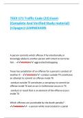 TEEX 171 Traffic Code &lpar;22&rpar; Exam  &lpar;Complete And Verified Study material&rpar;  &lpar;13pages&rpar; LEARNEXAMS 