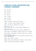 CHEM 311&colon; EXAM I QUESTIONS AND CORRECT ANSWERS