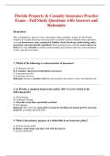 Florida Property & Casualty Insurance Practice  Exam &ndash; Full Study Questions with Answers and  Rationales 