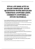 FINAL ATI 2025 ACTUAL  EXAM COMPLETE  EXAM  QUESTIONS WITH DETAILED  VERIFIED ANSWERS &lpar;100&percnt;  CORRECT ANSWERS&rpar; A&plus;  STUDY MATERIAL 