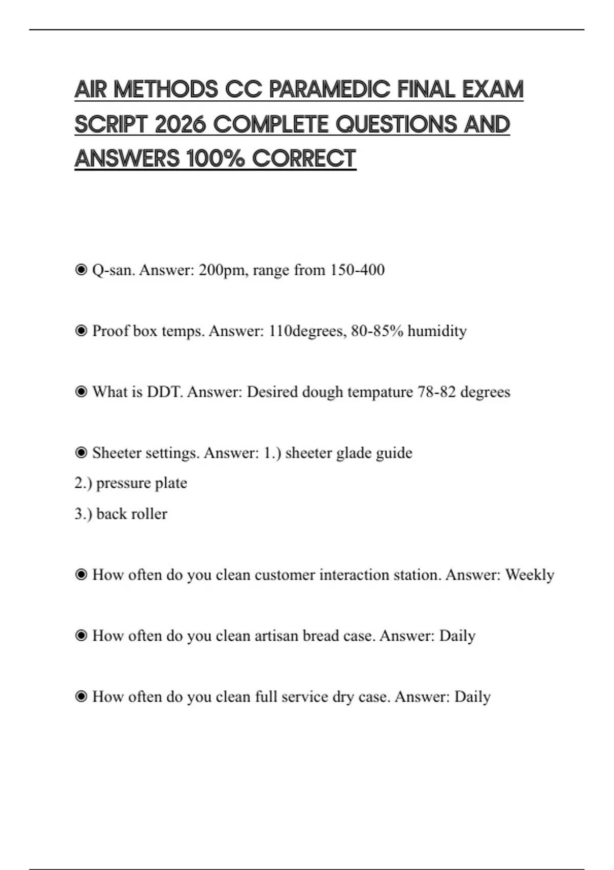 AIR METHODS CC PARAMEDIC FINAL EXAM SCRIPT 2026 COMPLETE QUESTIONS AND ...