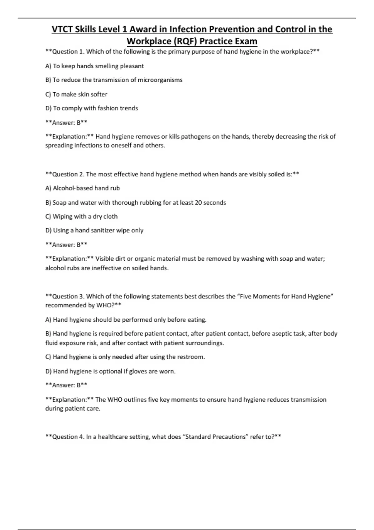 VTCT Skills Level 1 Award in Infection Prevention and Control in the ...
