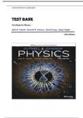 Test Bank for Physics&comma; 12th Edition by John D&period; Cutnell&comma; Kenneth W&period; Johnson&comma; David Young&comma; & Shane Stadler &vert; Complete Exam Questions & Answers 2025&ndash;2026