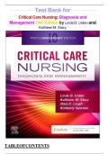 TEST BANK FOR Critical Care Nursing: Diagnosis and Management 10th Edition by Linda D. Urden COMPLETE GUIDE ALL CHAPTERS COVERED 100% VERIFIED A+ GRADE ASSURED!!!!! NEW LATEST UPDATE!!!!!