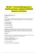 NR 533 &ndash; Financial Management in Healthcare Exam &vert; Updated 2025&sol;2026 Quetions & Answers