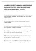 AMAZON DRIVER TRAINING COMPREHENSIVE EXAMINATION TEST 2026 FULL QUESTIONS AND ANSWERS ALREADY PASSED