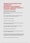PROJECT MANAGEMENT PRE-  ASSESSMENT  QUESTIONS AND VERIFIED  DETAILED ANSWERS GRADED A&plus;  &lpar;NEWEST VERSION&rpar;  
