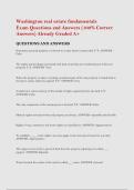 Washington real estate fundamentals  Exam Questions and Answers &lpar;100&percnt; Correct  Answers&rpar; Already Graded A&plus; 