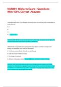 NUR401  Midterm Exam&mdash;Questions With 100&percnt; Correct  Answers &vert;&vert; Verified Questions &vert;&vert; 100&percnt; Pass