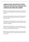 AMERICAN HEART ASSOCIATION CPR FINAL PAPER 2026 WRITTEN EXAM QUESTIONS WITH COMPLETE SOLUTIONS 100&percnt; VERIFIED