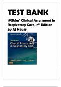 Wilkins' Clinical Assessment in Respiratory Care &vert; 7th Edition &vert; Al Heuer &vert; Complete Test Bank with Answers