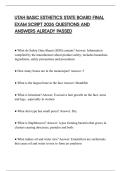 UTAH BASIC ESTHETICS STATE BOARD FINAL EXAM SCRIPT 2026 QUESTIONS AND ANSWERS ALREADY PASSED