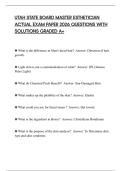 UTAH STATE BOARD MASTER ESTHETICIAN ACTUAL EXAM PAPER 2026 QUESTIONS WITH SOLUTIONS GRADED A&plus;