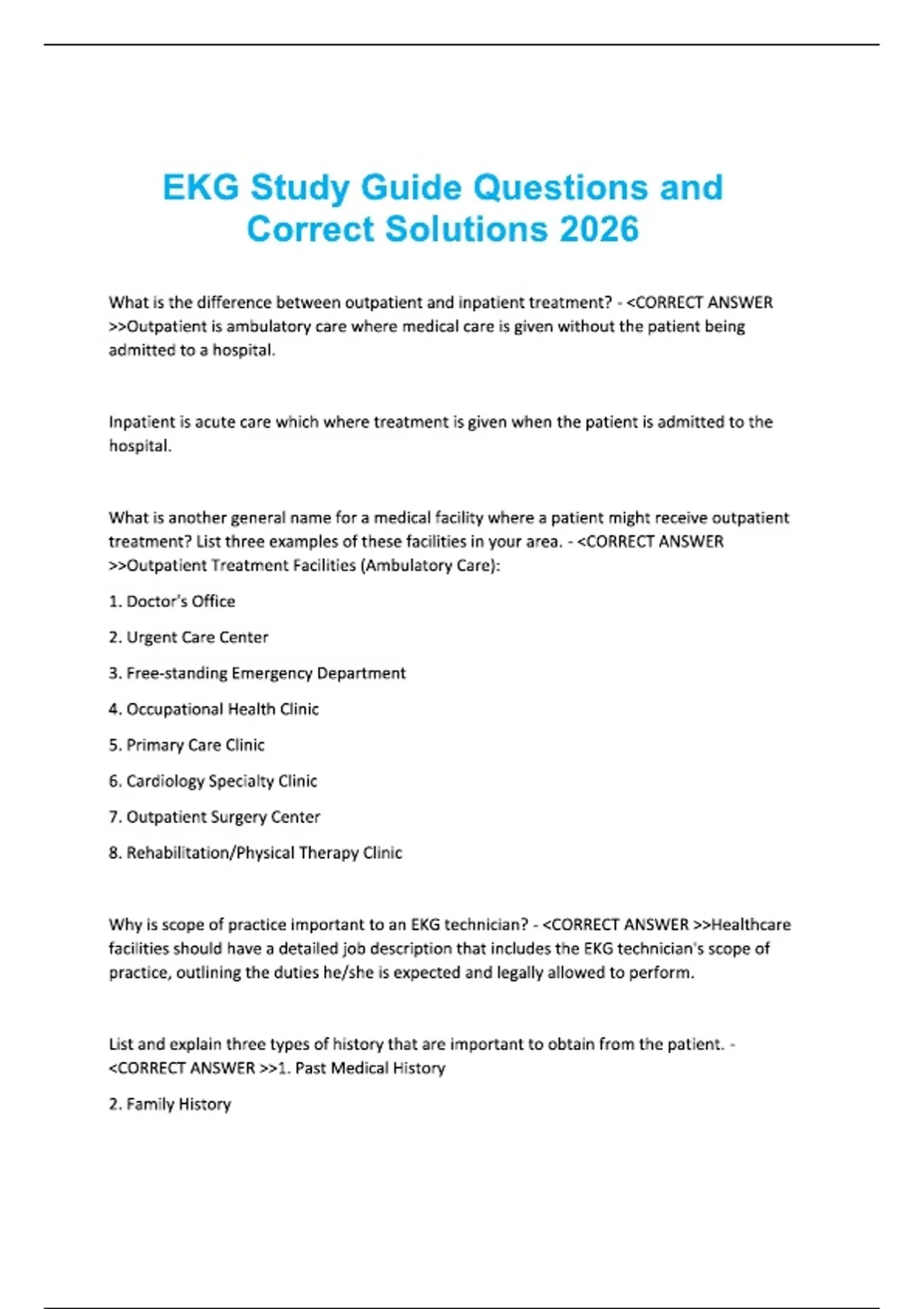 EKG Study Guide Questions and Correct Solutions 2026 - Ekg - Stuvia US