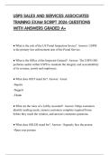 USPS SALES AND SERVICES ASSOCIATES TRAINING EXAM SCRIPT 2026 QUESTIONS WITH ANSWERS GRADED A&plus;
