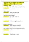 MCN Exam 1 Growth & Development of Children Actual Questions and Answers 2026.docx