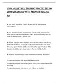 USAV VOLLEYBALL TRAINING PRACTICE EXAM 2026 QUESTIONS WITH ANSWERS GRADED A&plus;