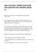 USAV VOLLEYBALL TRAINING EXAM SCRIPT 2026 QUESTIONS WITH ANSWERS GRADED A&plus;