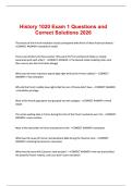 History 1020 Exam 1 Questions and Correct Solutions 2026