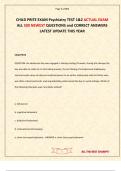 CHILD PRITE EXAM Psychiatry TEST 1&2 ACTUAL EXAM ALL 500 NEWEST QUESTIONS and CORRECT ANSWERS LATEST UPDATE THIS YEAR