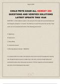 CHILD PRITE EXAM ALL NEWEST 200 QUESTIONS AND VERIFIED SOLUTIONS LATEST UPDATE THIS YEAR