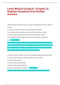 Lewis Medical Surgical --Chapter 53 Diabetes Questions And Verified Answers