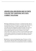 UPDATED 2026 HESI REVIEW NUR 101 FORTIS COLLEGE TEST QUESTIONS WITH 100&percnt; CORRECT SOLUTIONS