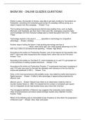 BADM 350 - ONLINE QUIZZES QUESTIONS
