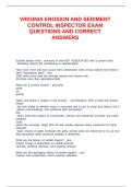 VIRGINIA EROSION AND SEDIMENT CONTROL INSPECTOR EXAM QUESTIONS AND CORRECT ANSWERS