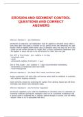 EROSION AND SEDIMENT CONTROL QUESTIONS AND CORRECT ANSWERS