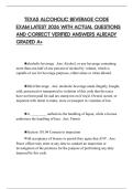 TEXAS ALCOHOLIC BEVERAGE CODE EXAM LATEST 2026 WITH ACTUAL QUESTIONS AND CORRECT VERIFIED ANSWERS ALREADY GRADED A&plus;