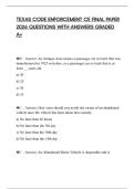 TEXAS CODE ENFORCEMENT CE FINAL PAPER 2026 QUESTIONS WITH ANSWERS GRADED A&plus;