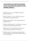 TEXAS ESTHETICIAN WRITTEN STATE BOARD ACTUAL EXAM PAPER 2026 QUESTIONS WITH ANSWERS GRADED A&plus;