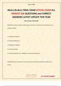 Metro Brokers FINAL EXAM ACTUAL EXAM ALL NEWEST 500 QUESTIONS and CORRECT ANSWERS LATEST UPDATE THIS YEAR