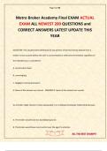 Metro Broker Academy Final EXAM