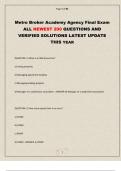 Metro Brokers Final Exam ALL NEWEST 500 QUESTIONS AND VERIFIED SOLUTIONS LATEST UPDATE THIS YEAR