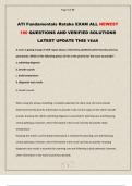 ATI FUNDAMENTALS PROCTORED EXAM RETAKE 2023 RETAKE GUIDE FORM A & B ALL NEWEST 180 QUESTIONS AND VERIFIED SOLUTIONS LATEST UPDATE THIS YEAR