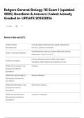 Rutgers General Biology 115 Exam 1 &lpar;updated 2025&rpar; Questions & Answers &vert; Latest Already Graded A&plus; UPDATE 2025&vert;2026