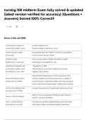 nursing 108 midterm Exam fully solved & updated &lpar;latest version verified for accuracy&rpar; &lpar;Questions &plus; Answers&rpar; Solved 100&percnt; Correct&excl;&excl;