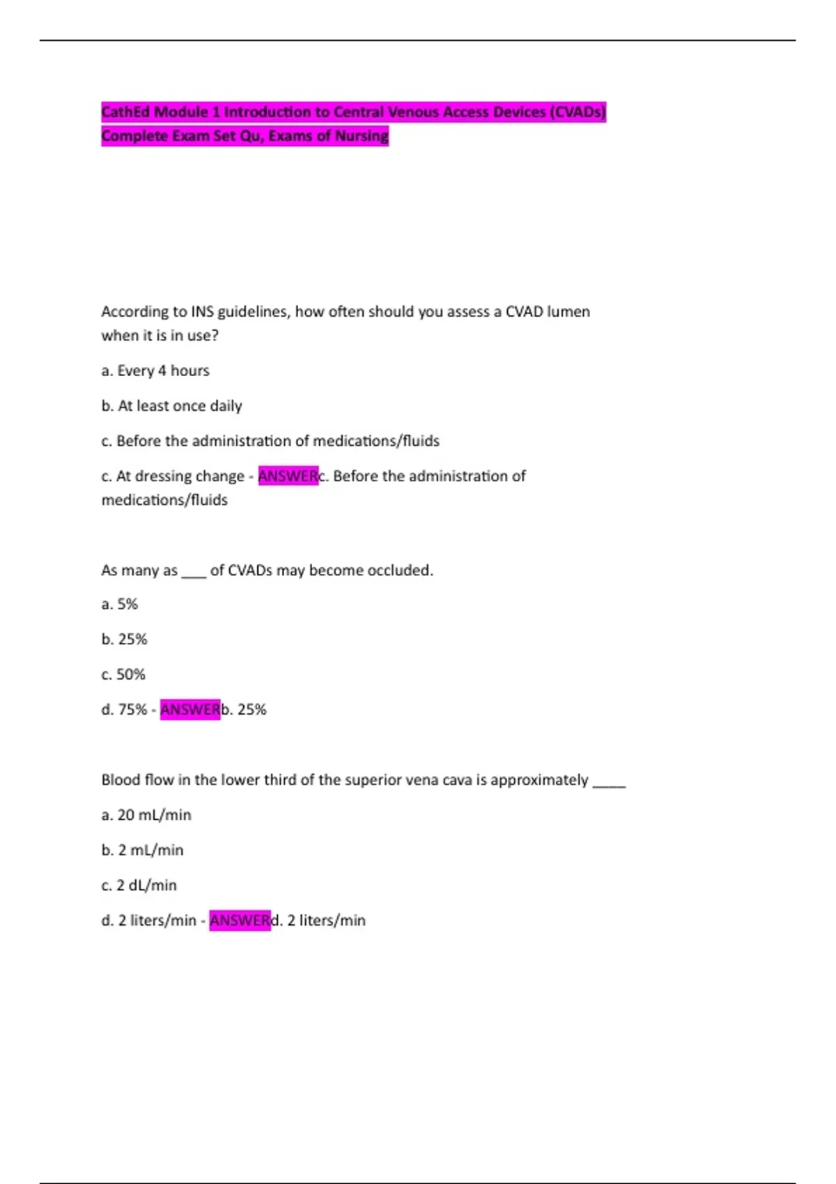 CathEd Module 1 Introduction to Central Venous Access Devices (CVADs ...