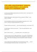 FOR-HIRE ENDORSEMENT INDIANA EXAM QUESTIONS & ACCURATE COMPLETE ANSWERS 100&percnt;