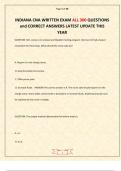 INDIANA CNA WRITTEN EXAM ALL 300 QUESTIONS and CORRECT ANSWERS LATEST UPDATE THIS YEAR