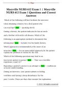Maryville NURS 612 Exam 1 &vert; Maryville  NURS 612 Exam 1 Questions and Correct  Answers