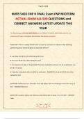 NURS 5433 FNP II FINAL Exam FNP MIDTERM ACTUAL EXAM ALL 500 QUESTIONS and CORRECT ANSWERS LATEST UPDATE THIS YEAR