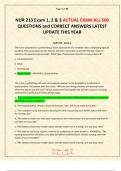 NUR 213 Exam 1&comma; 2 & 3 ACTUAL EXAM ALL 500 QUESTIONS and CORRECT ANSWERS LATEST UPDATE THIS YEAR
